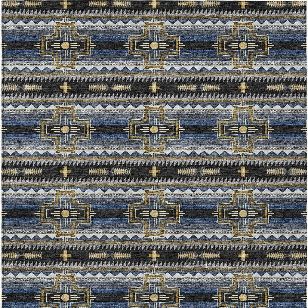 10' X 14' Black And Mauve Tribal Washable Indoor Outdoor Area Rug Homeroots Outdoor