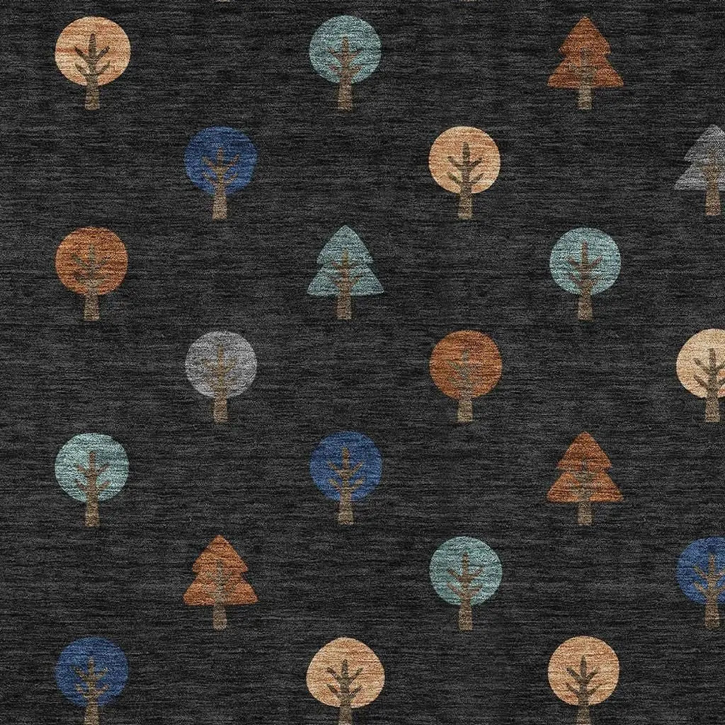 10' X 14' Black And Navy Blue Geometric Washable Indoor Outdoor Area Rug Homeroots Outdoor