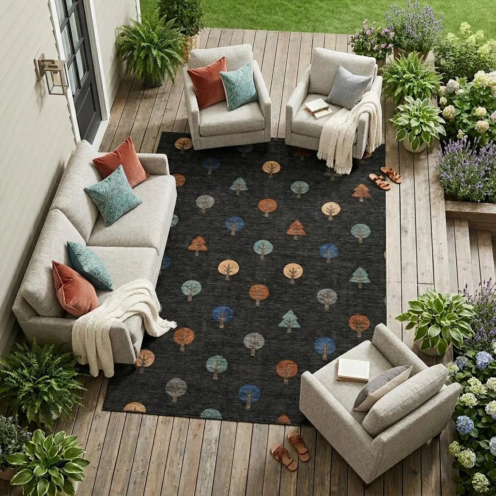 10' X 14' Black And Navy Blue Geometric Washable Indoor Outdoor Area Rug Homeroots Outdoor