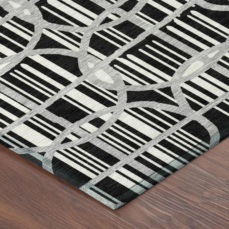 10' X 14' Black And Pewter Geometric Washable Indoor Outdoor Area Rug Homeroots Outdoor
