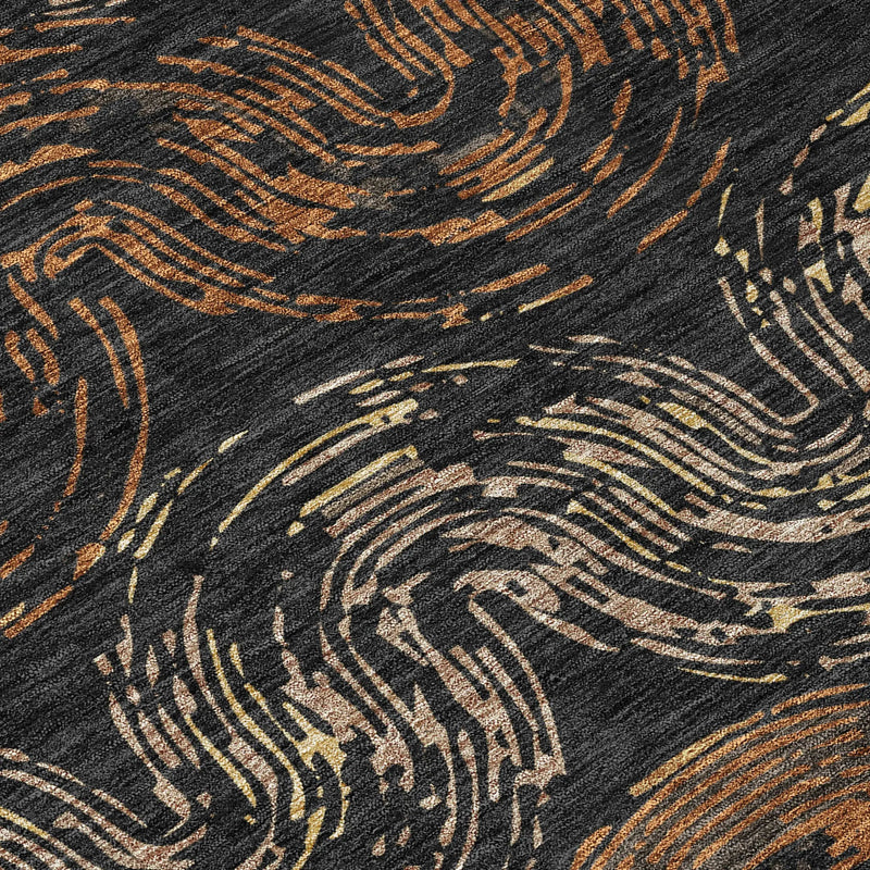 10' X 14' Black And Rust Abstract Washable Indoor Outdoor Area Rug Homeroots Outdoor