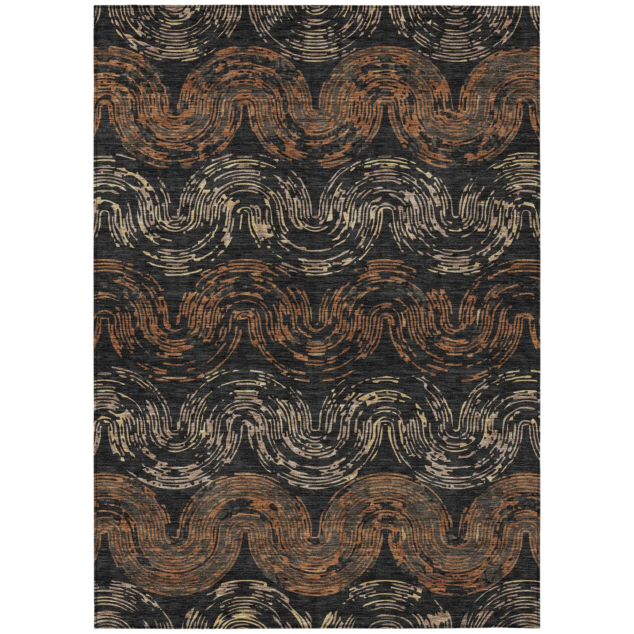 10' X 14' Black And Rust Abstract Washable Indoor Outdoor Area Rug Homeroots Outdoor