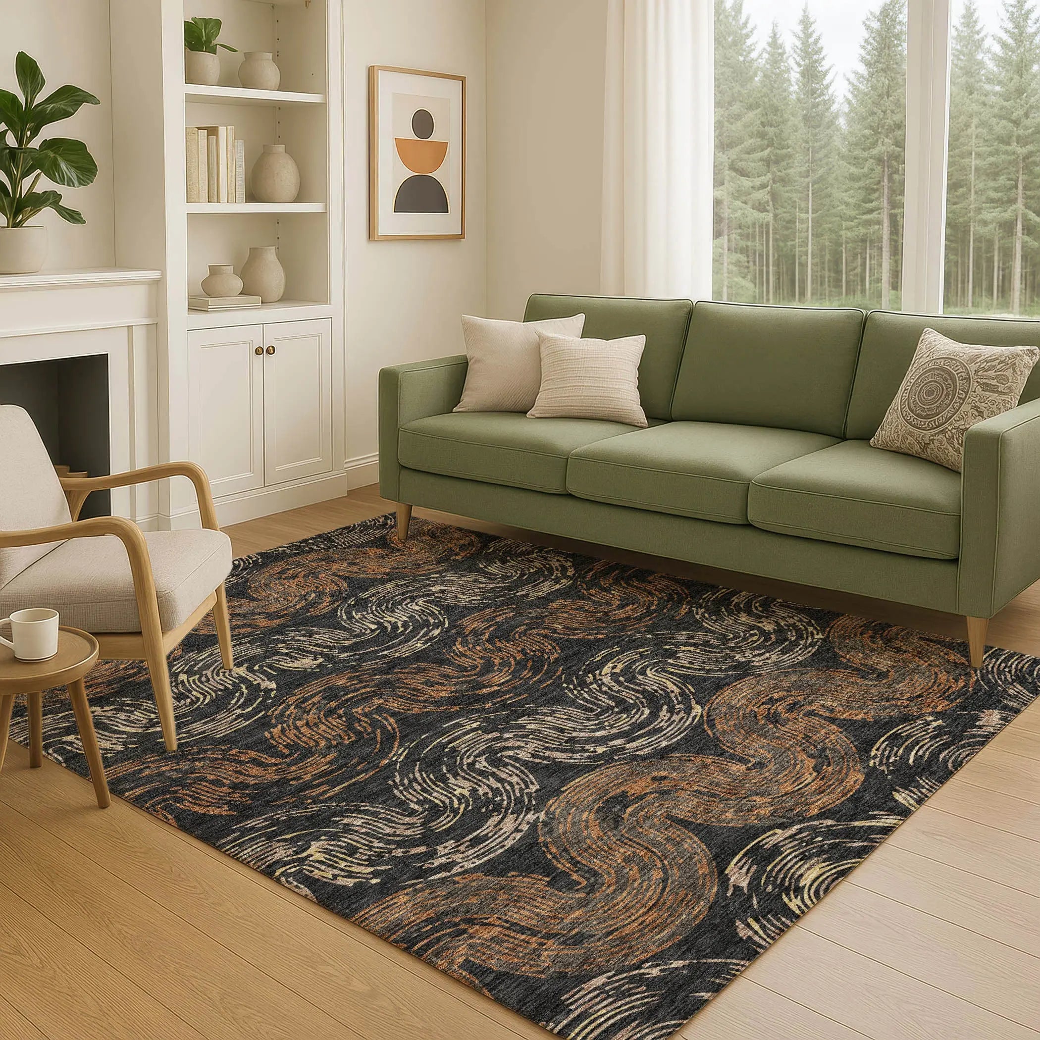 10' X 14' Black And Rust Abstract Washable Indoor Outdoor Area Rug Homeroots Outdoor