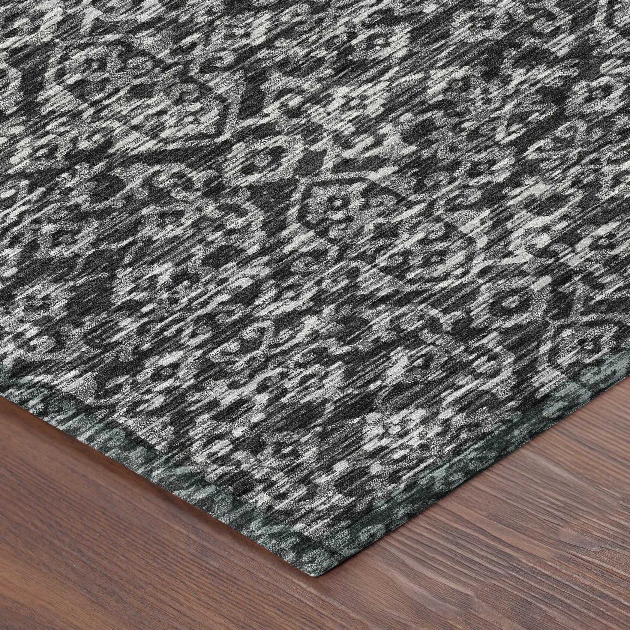 10' X 14' Black And Saffron Oriental Washable Indoor Outdoor Area Rug Homeroots Outdoor