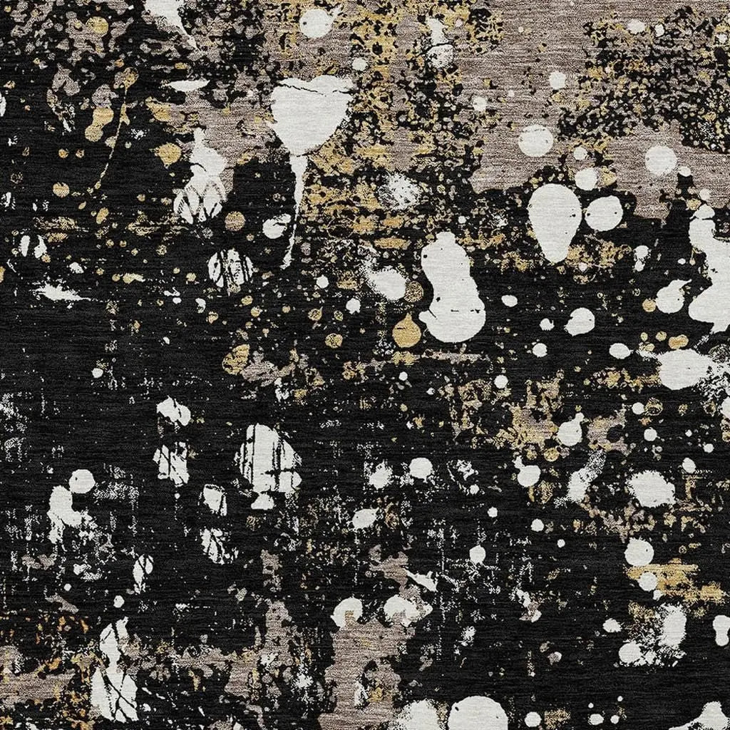 10' X 14' Black And Silver Abstract Washable Indoor Outdoor Area Rug Homeroots Outdoor
