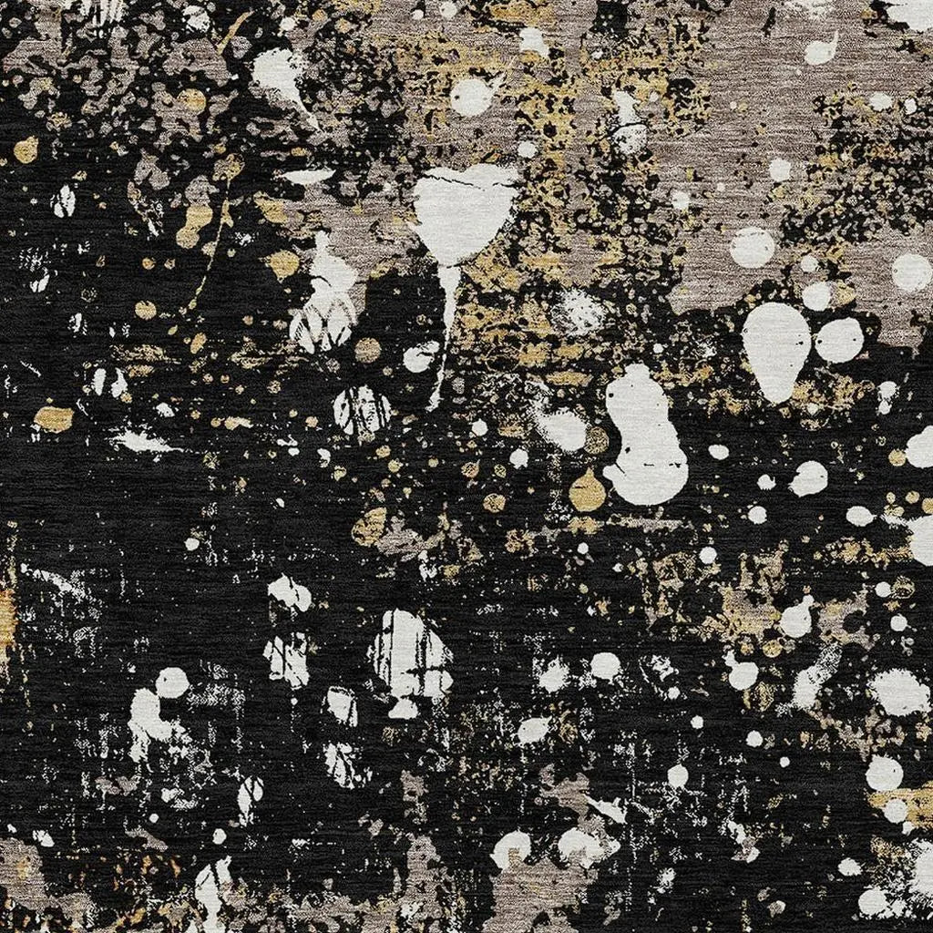 10' X 14' Black And Silver Abstract Washable Indoor Outdoor Area Rug Homeroots Outdoor