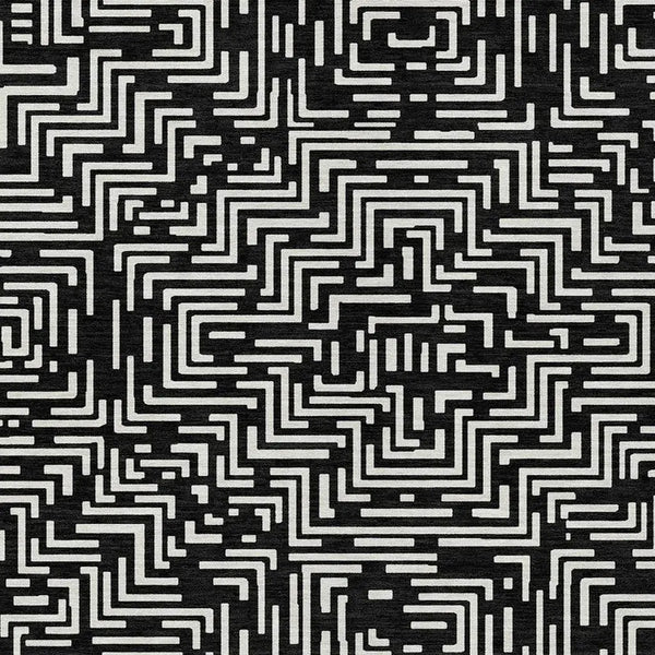 10' X 14' Black And Silver Geometric Washable Indoor Outdoor Area Rug Homeroots Outdoor