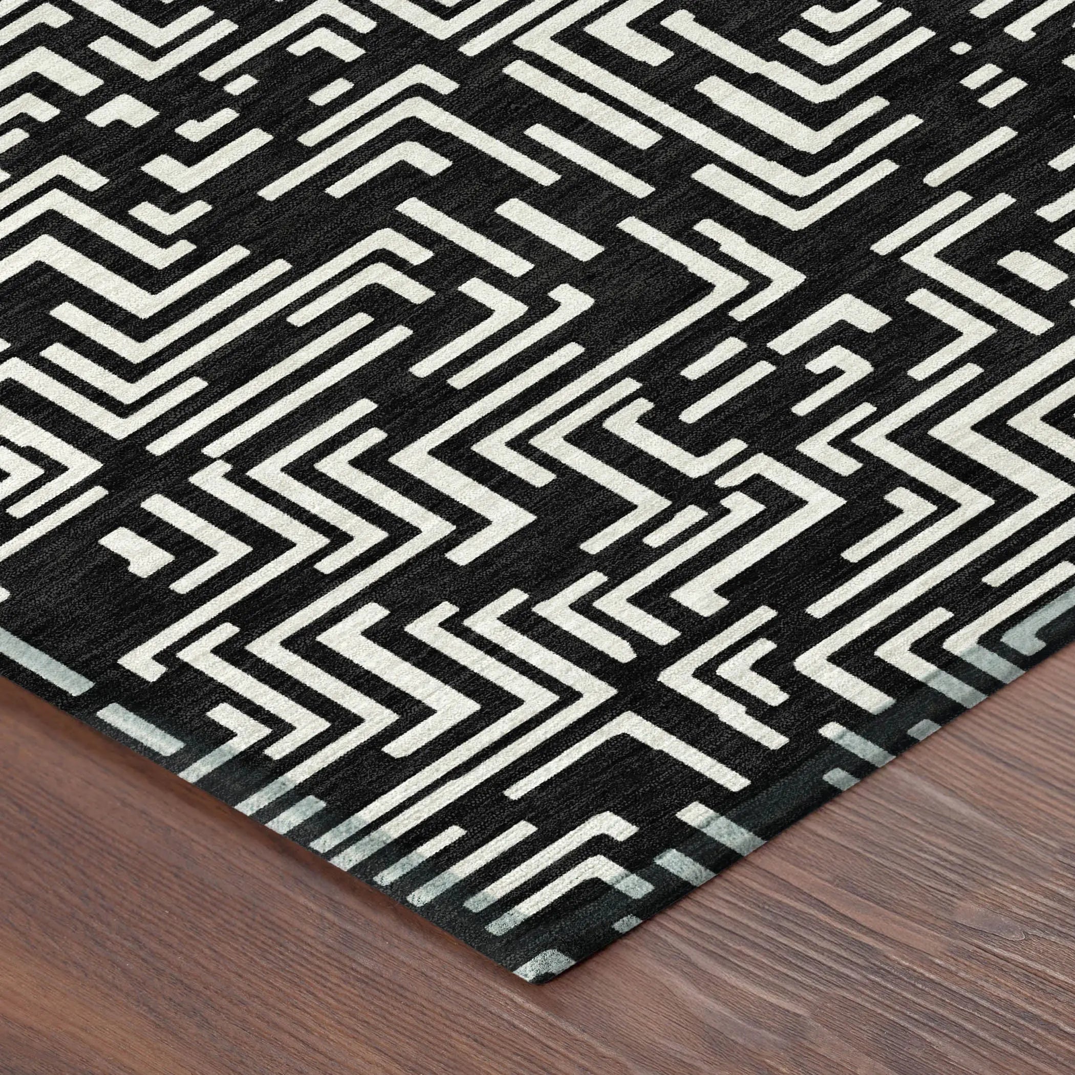 10' X 14' Black And Silver Geometric Washable Indoor Outdoor Area Rug Homeroots Outdoor