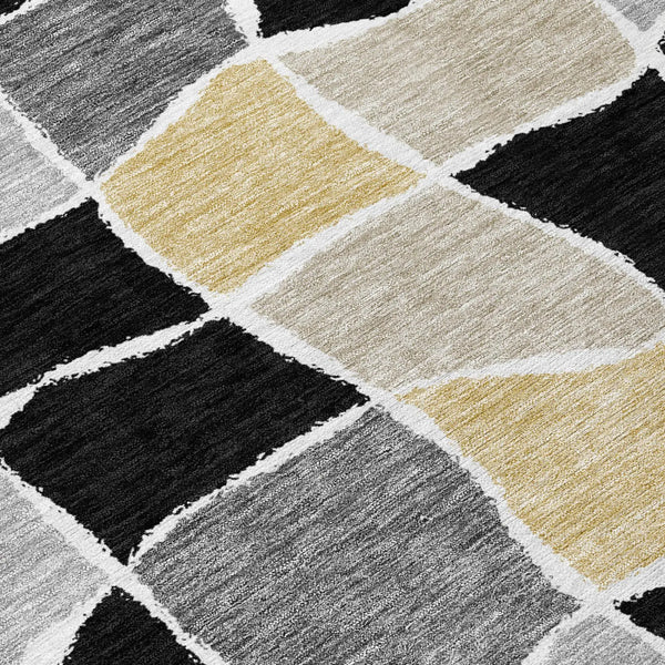 10' X 14' Black And Silver Geometric Washable Indoor Outdoor Area Rug Homeroots Outdoor