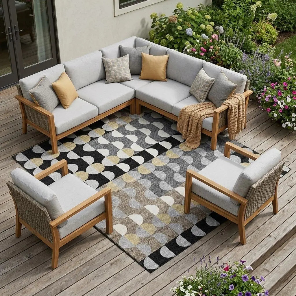 10' X 14' Black And Silver Geometric Washable Indoor Outdoor Area Rug Homeroots Outdoor