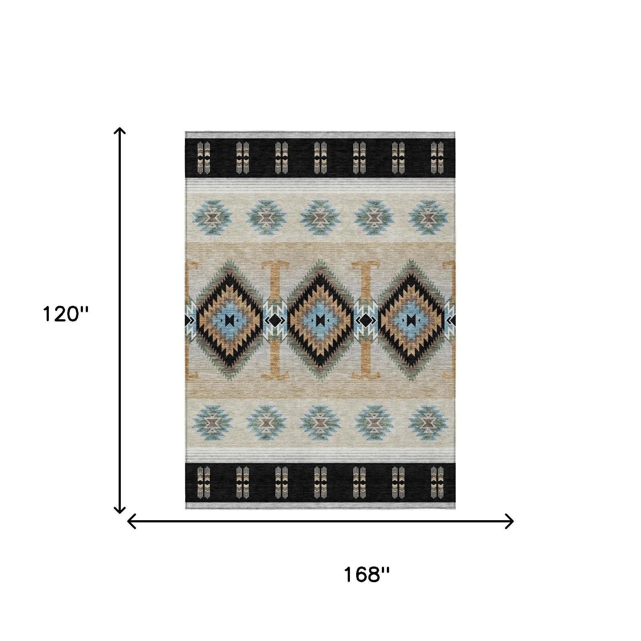 10' X 14' Black And Tan Southwestern Washable Indoor Outdoor Area Rug Homeroots Outdoor