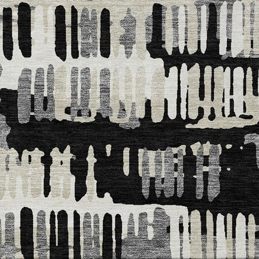 10' X 14' Black And Taupe Abstract Washable Indoor Outdoor Area Rug Homeroots Outdoor