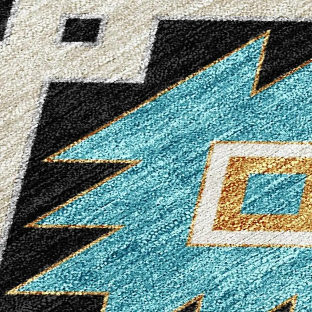 10' X 14' Black And Taupe Southwestern Washable Indoor Outdoor Area Rug Homeroots Outdoor