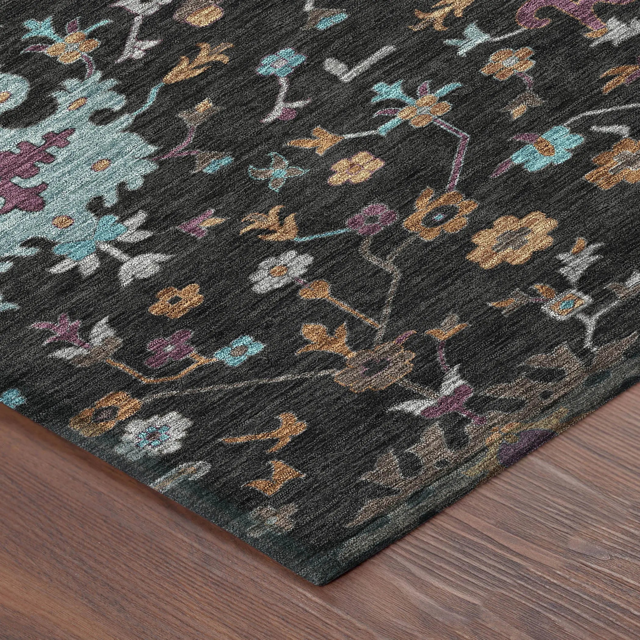 10' X 14' Black And Teal Blue Faux Bois Washable Indoor Outdoor Area Rug Homeroots Outdoor