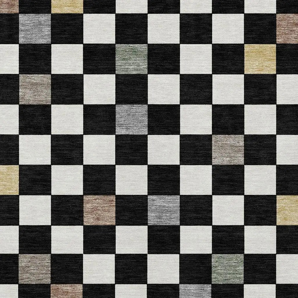 10' X 14' Black And Yellow Geometric Washable Indoor Outdoor Area Rug Homeroots Outdoor