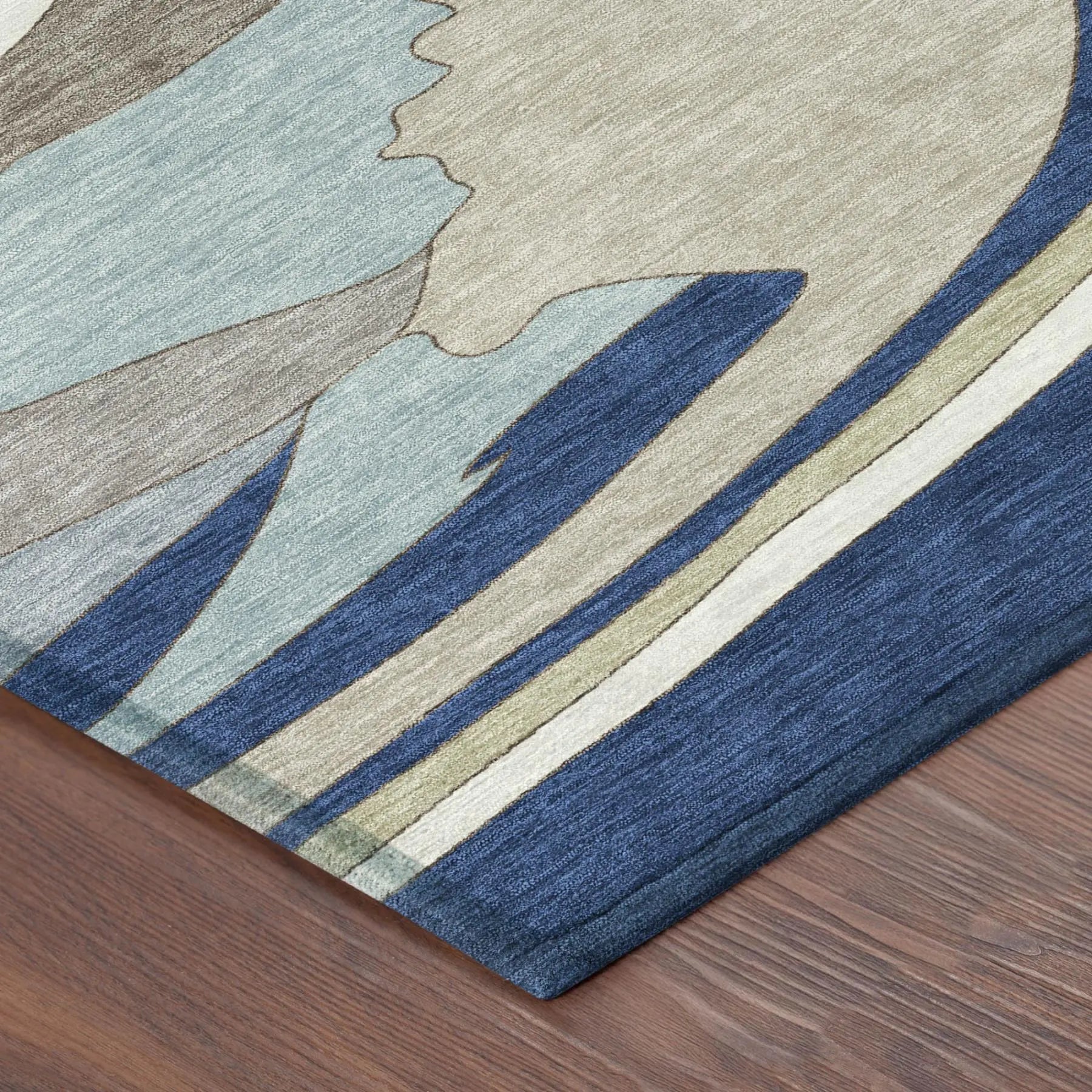 10' X 14' Blue And Beige Abstract Washable Indoor Outdoor Area Rug Homeroots Outdoor