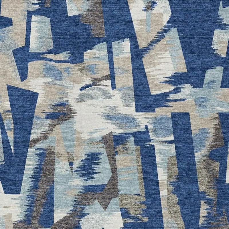 10' X 14' Blue And Beige Abstract Washable Indoor Outdoor Area Rug Homeroots Outdoor
