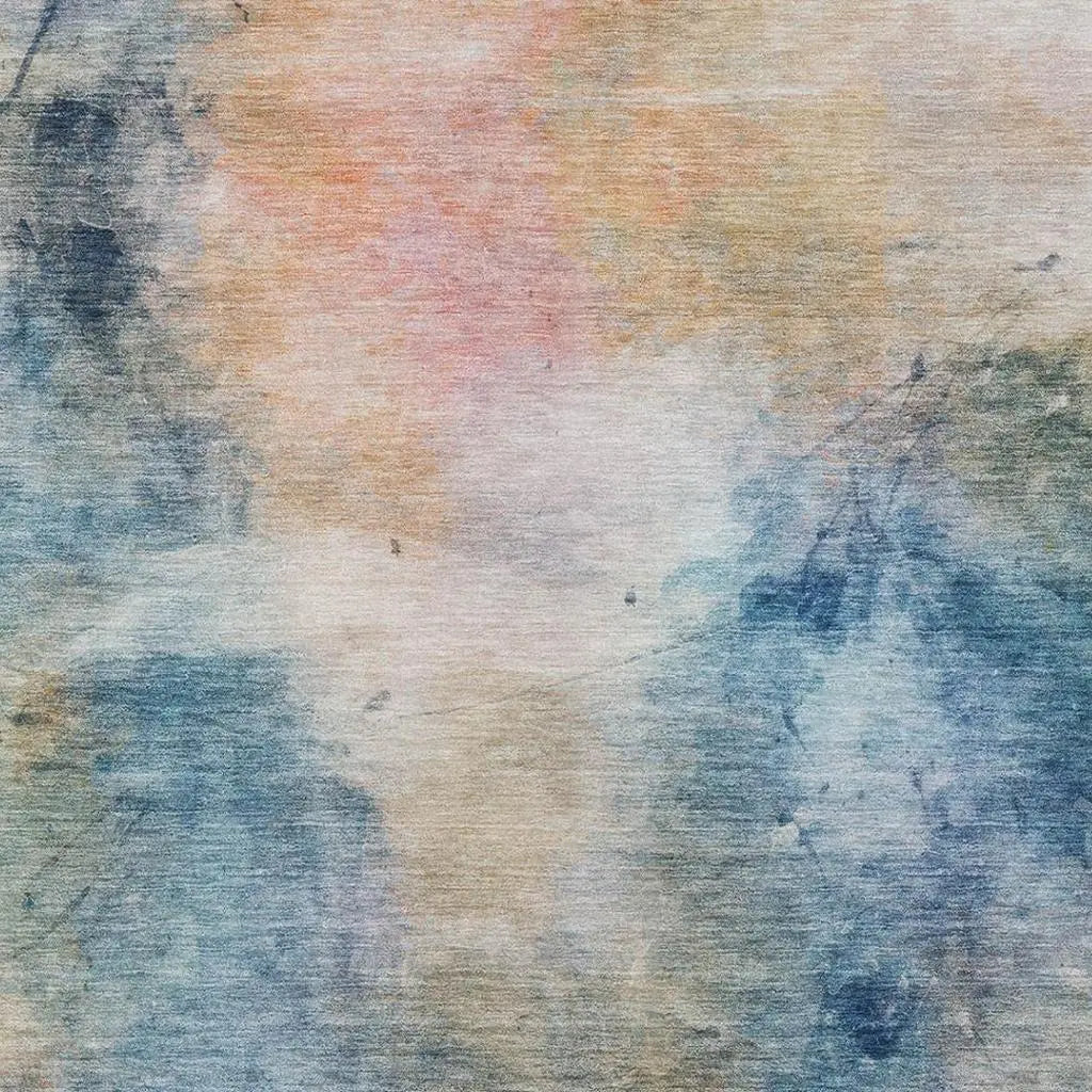 10' X 14' Blue And Beige Abstract Washable Indoor Outdoor Area Rug Homeroots Outdoor