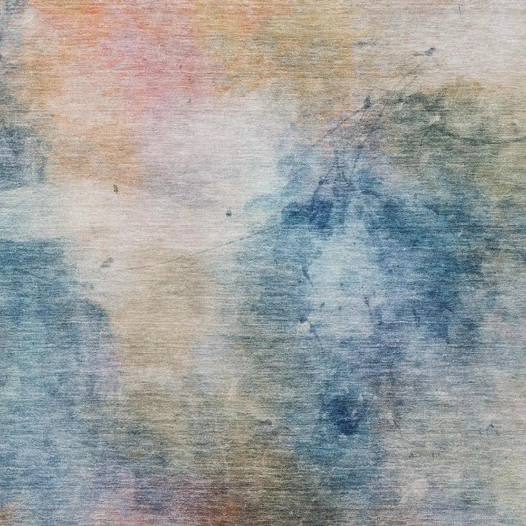 10' X 14' Blue And Beige Abstract Washable Indoor Outdoor Area Rug Homeroots Outdoor