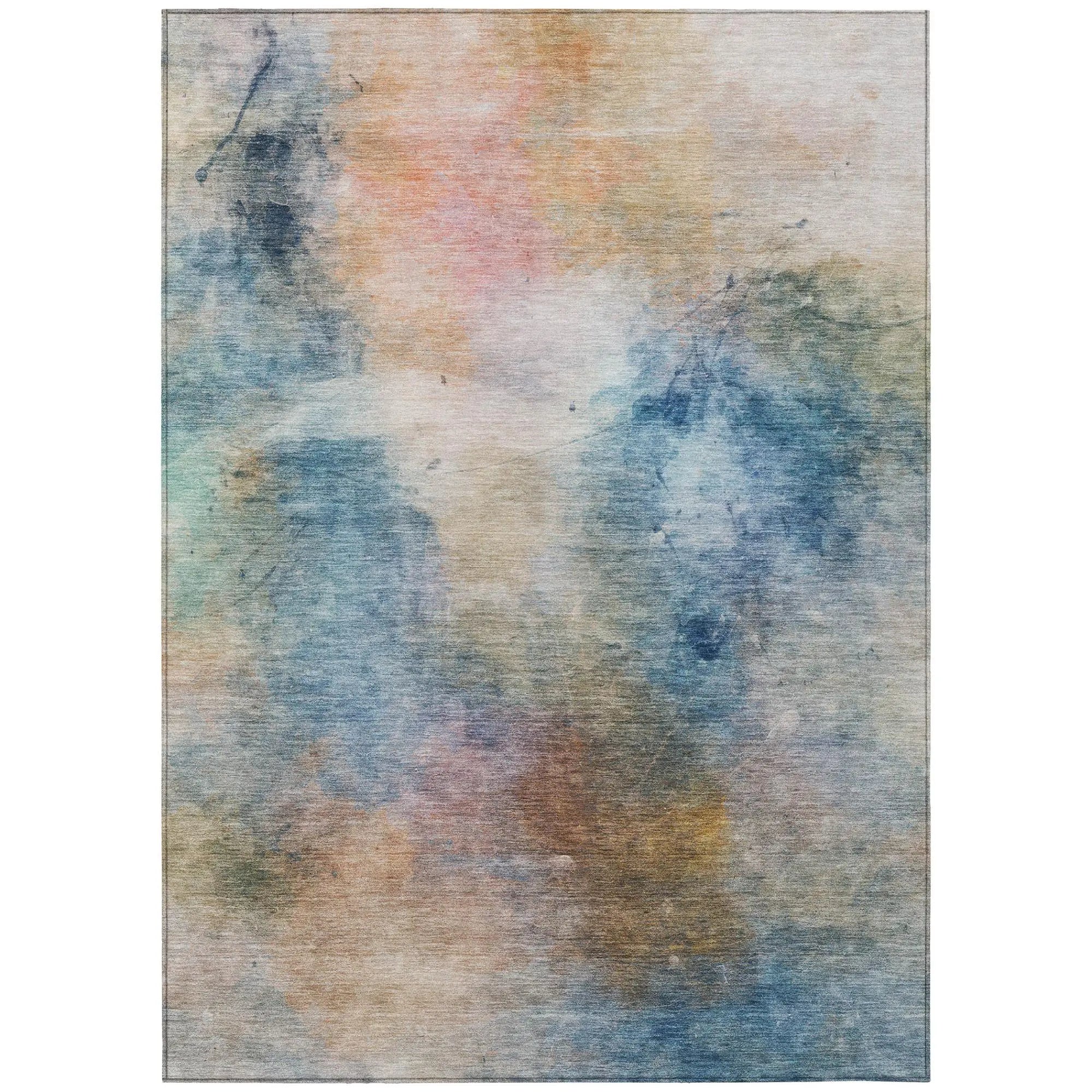 10' X 14' Blue And Beige Abstract Washable Indoor Outdoor Area Rug Homeroots Outdoor