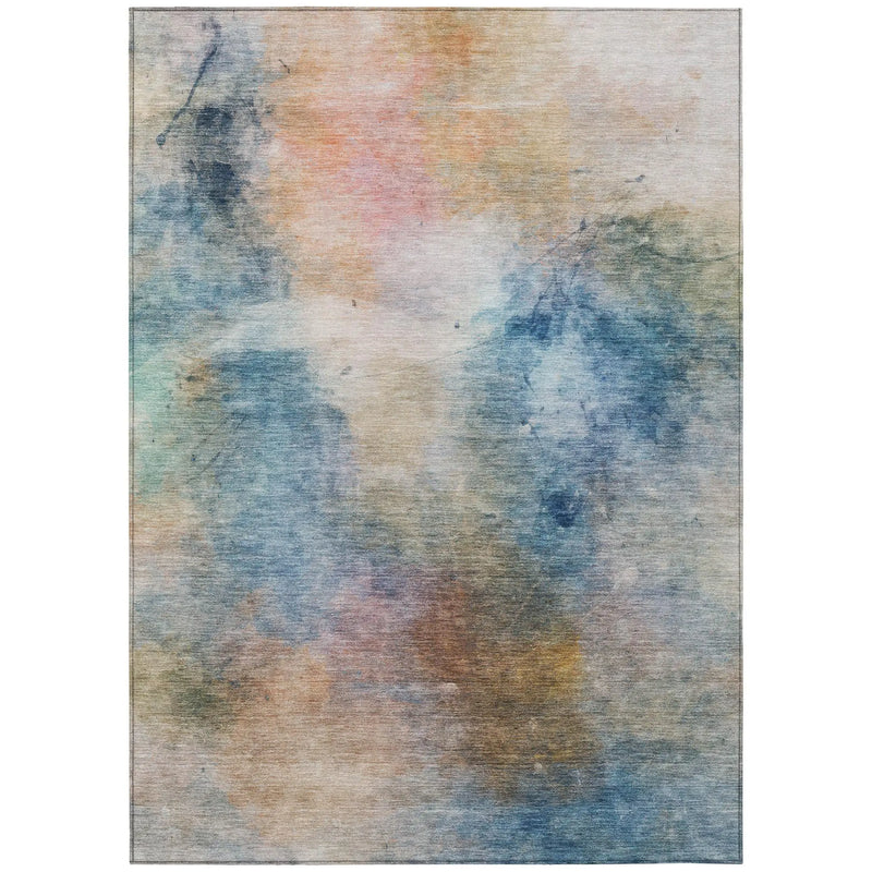 10' X 14' Blue And Beige Abstract Washable Indoor Outdoor Area Rug Homeroots Outdoor