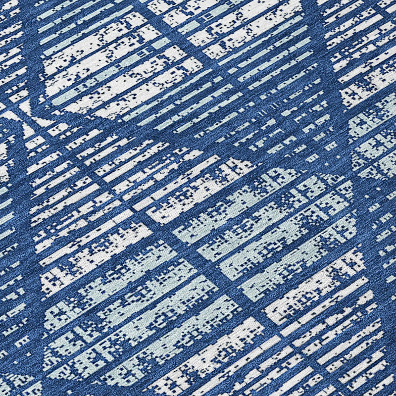 10' X 14' Blue And Charcoal Geometric Washable Indoor Outdoor Area Rug Homeroots Outdoor