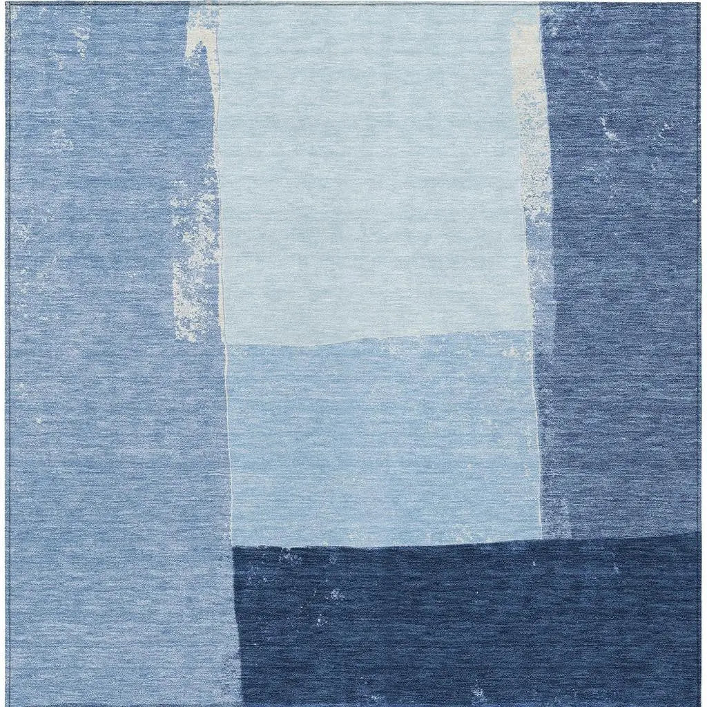 10' X 14' Blue And Denim Blue Geometric Washable Indoor Outdoor Area Rug Homeroots Outdoor