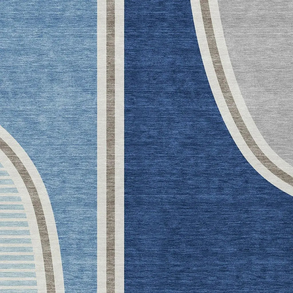10' X 14' Blue And Denim Blue Geometric Washable Indoor Outdoor Area Rug Homeroots Outdoor