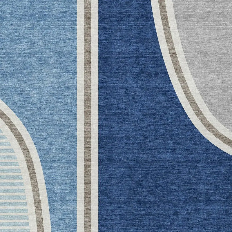 10' X 14' Blue And Denim Blue Geometric Washable Indoor Outdoor Area Rug Homeroots Outdoor