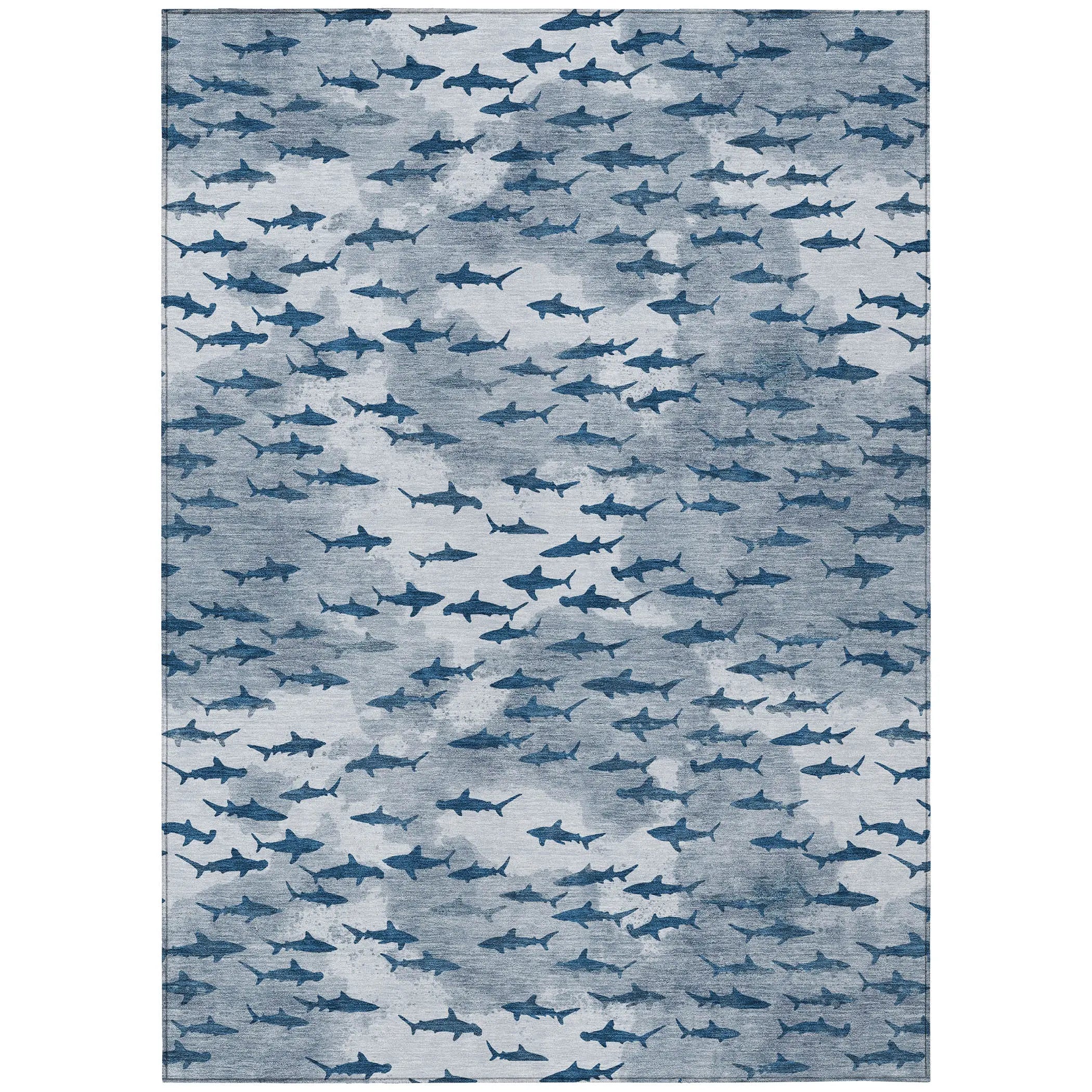 10' X 14' Blue And Denim Blue Horse Washable Indoor Outdoor Area Rug Homeroots Outdoor