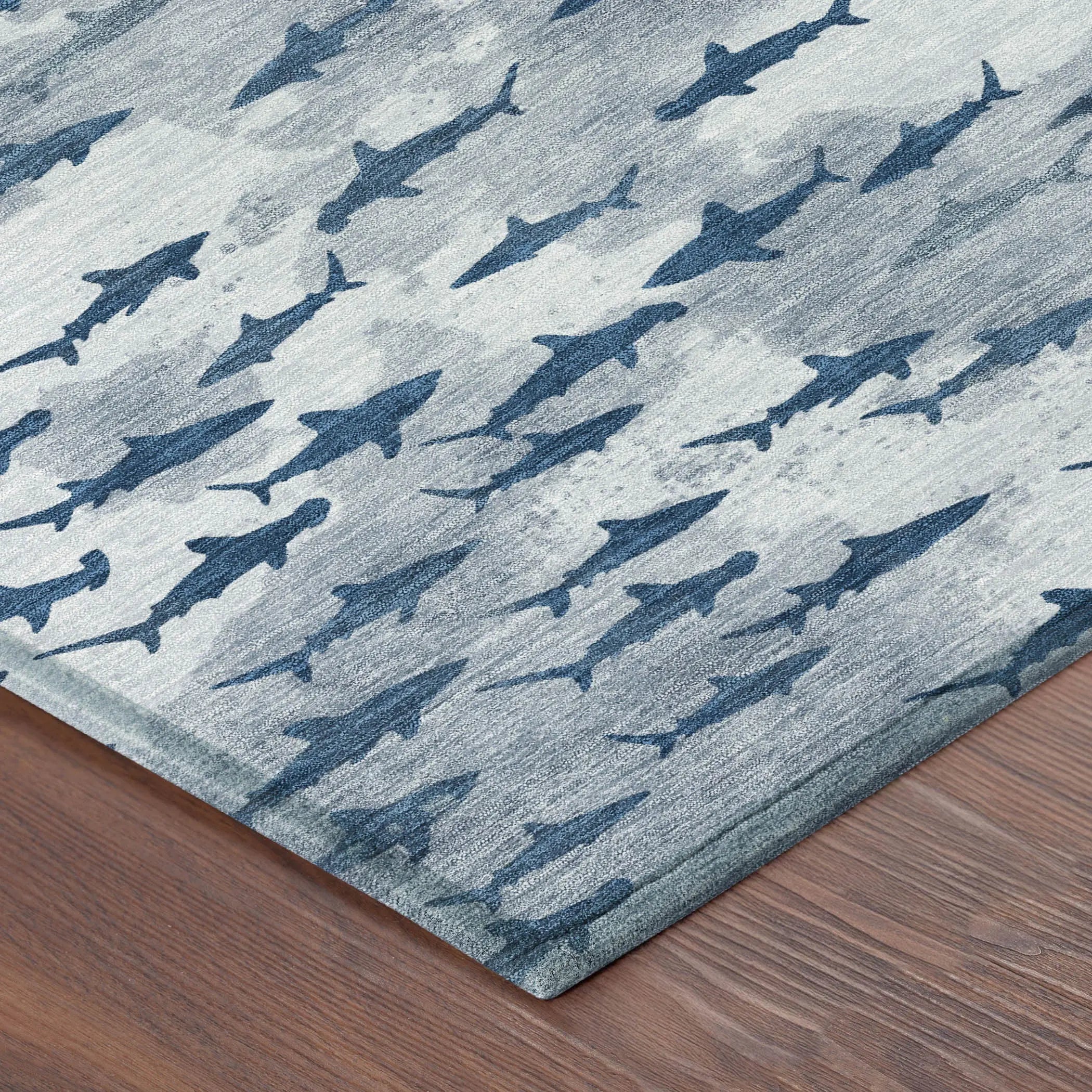 10' X 14' Blue And Denim Blue Horse Washable Indoor Outdoor Area Rug Homeroots Outdoor