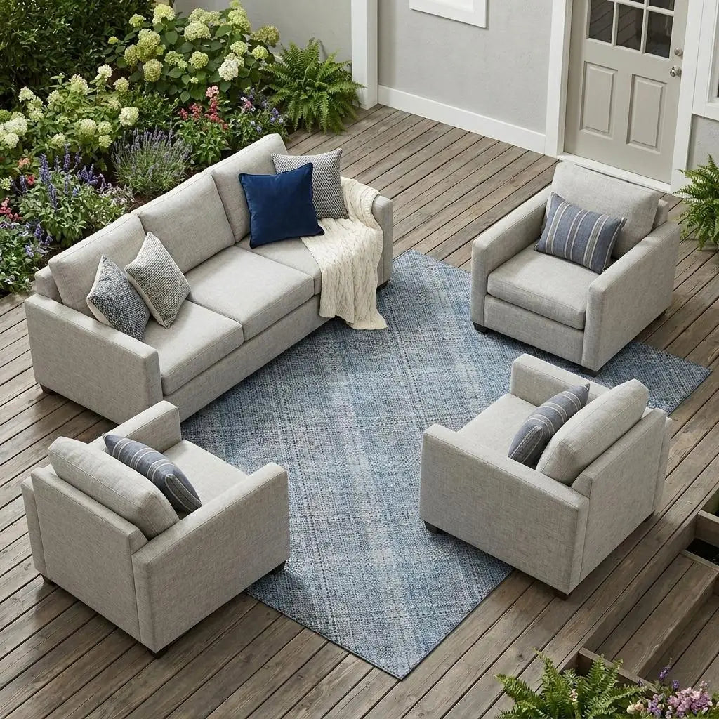 10' X 14' Blue And Denim Blue Plaid Washable Indoor Outdoor Area Rug Homeroots Outdoor