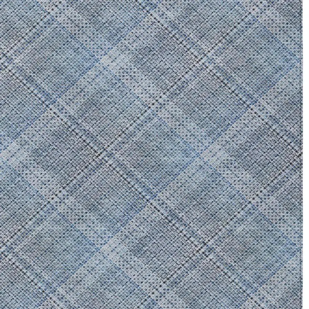 10' X 14' Blue And Denim Blue Plaid Washable Indoor Outdoor Area Rug Homeroots Outdoor