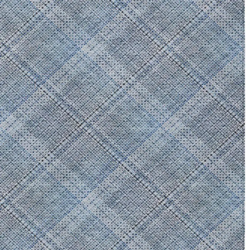 10' X 14' Blue And Denim Blue Plaid Washable Indoor Outdoor Area Rug Homeroots Outdoor