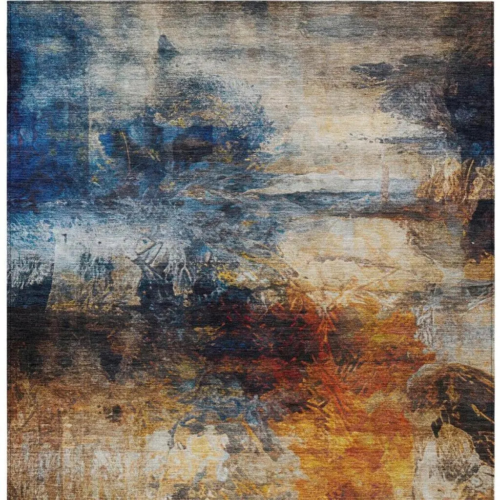 10' X 14' Blue And Graphite Abstract Washable Indoor Outdoor Area Rug Homeroots Outdoor