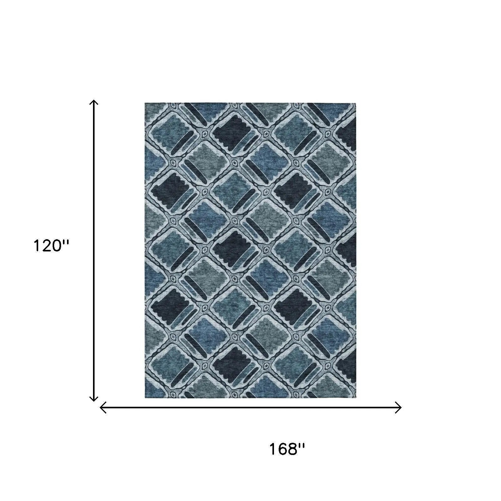 10' X 14' Blue And Graphite Geometric Washable Indoor Outdoor Area Rug Homeroots Outdoor