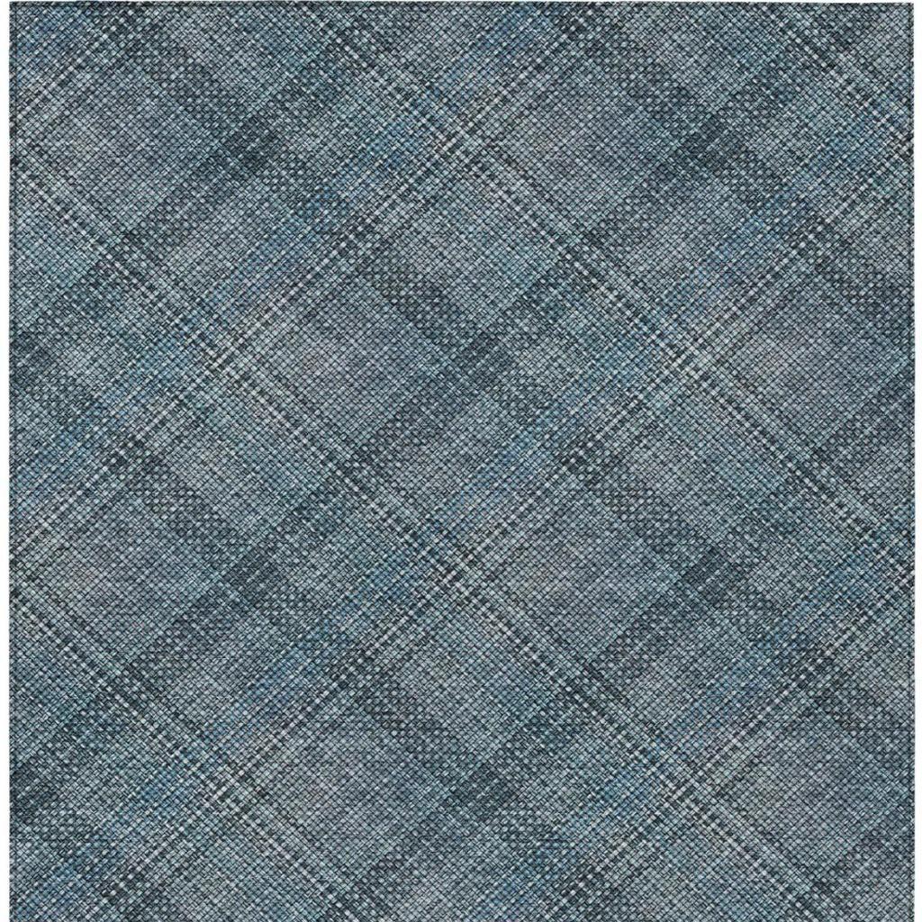 10' X 14' Blue And Graphite Plaid Washable Indoor Outdoor Area Rug Homeroots Outdoor
