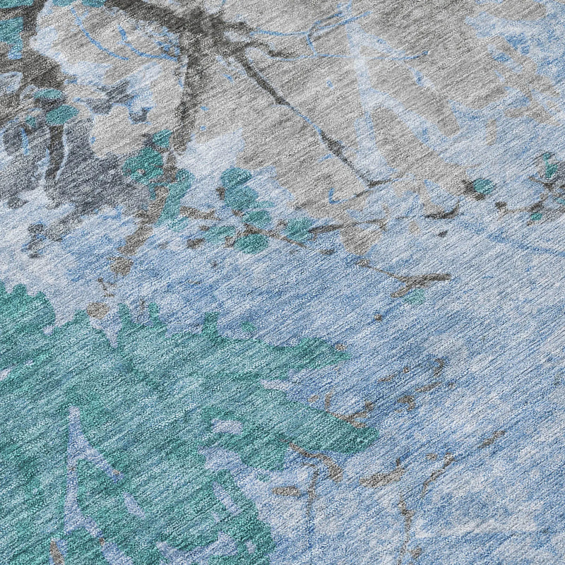 10' X 14' Blue And Gray Abstract Washable Indoor Outdoor Area Rug Homeroots Outdoor