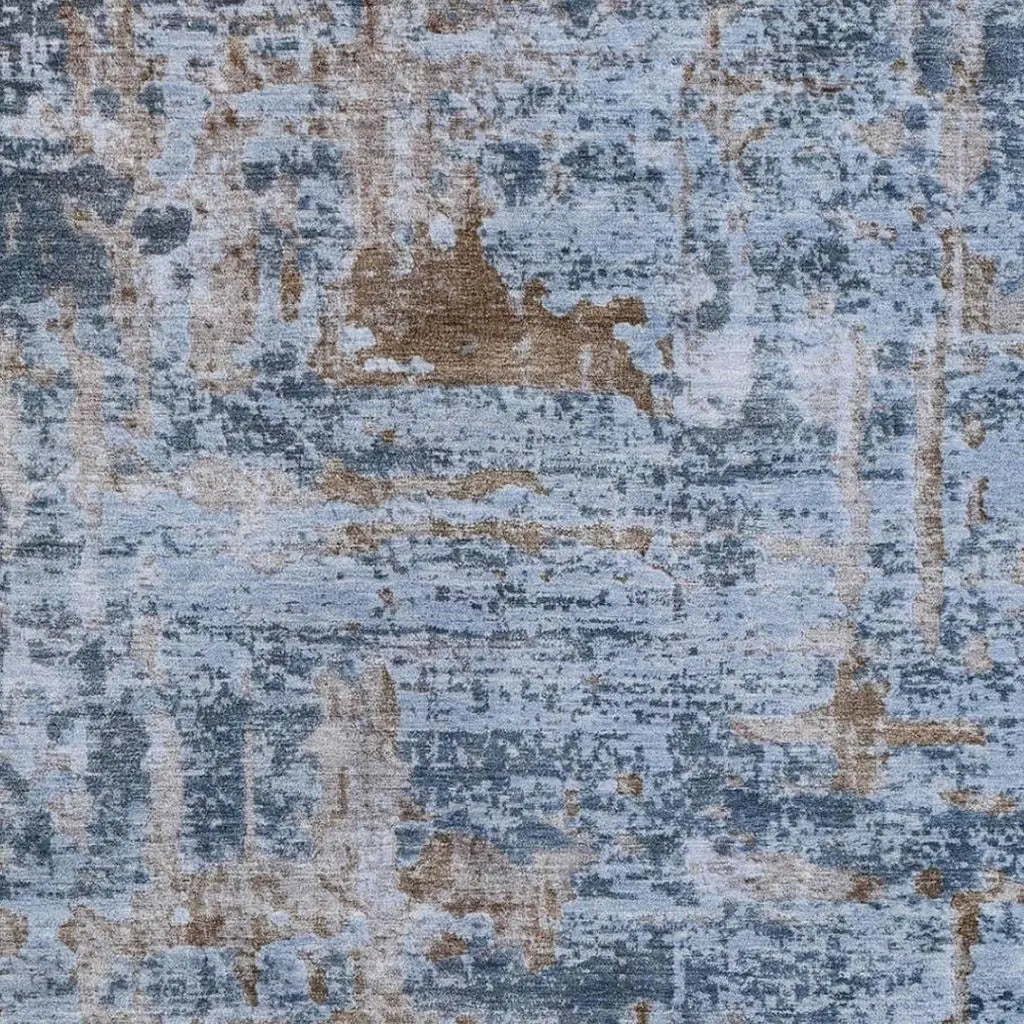 10' X 14' Blue And Gray Abstract Washable Indoor Outdoor Area Rug Homeroots Outdoor