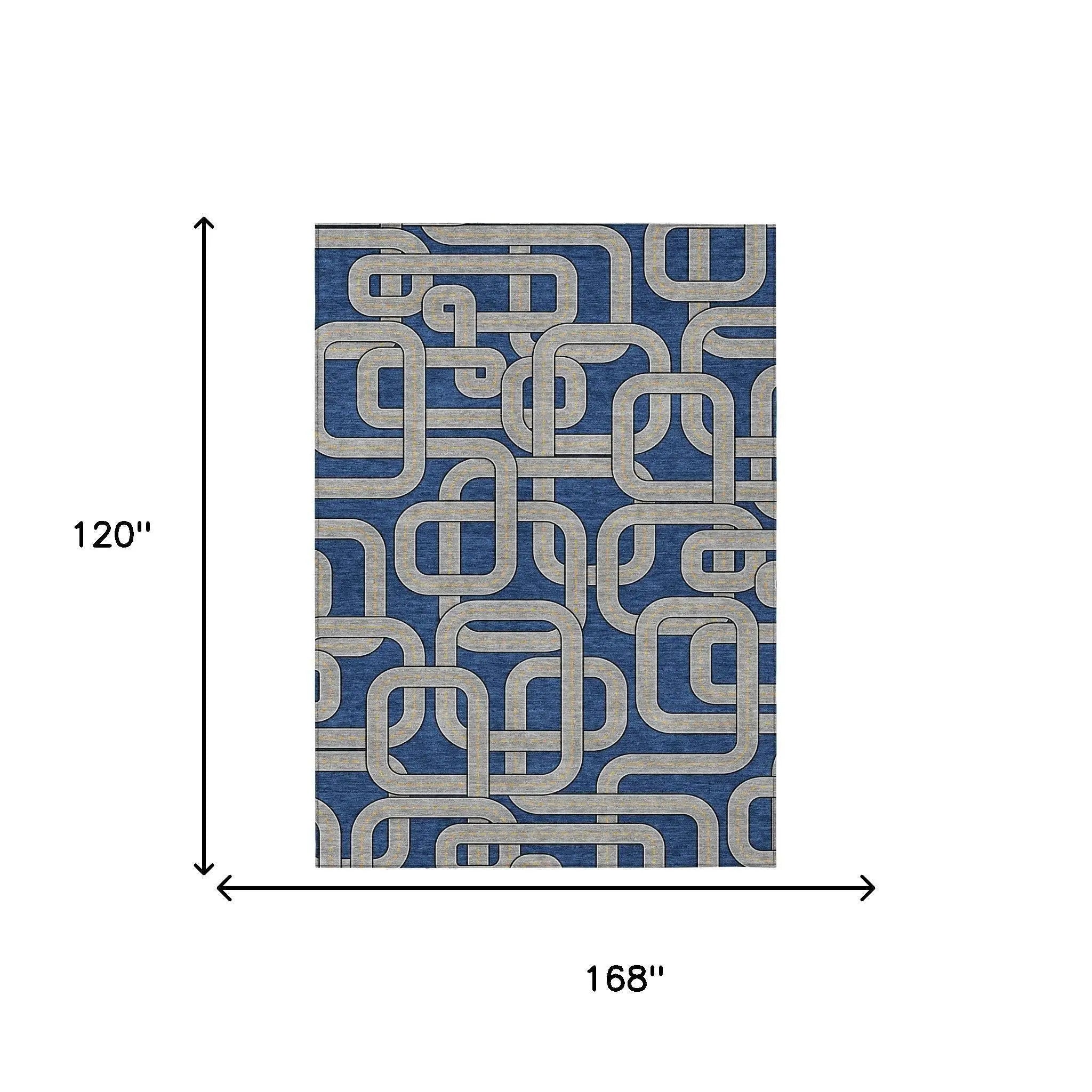 10' X 14' Blue And Gray Geometric Washable Indoor Outdoor Area Rug Homeroots Outdoor