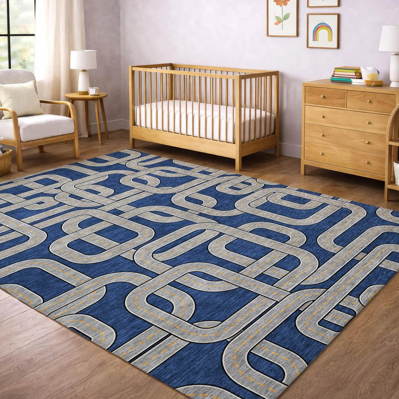 10' X 14' Blue And Gray Geometric Washable Indoor Outdoor Area Rug Homeroots Outdoor
