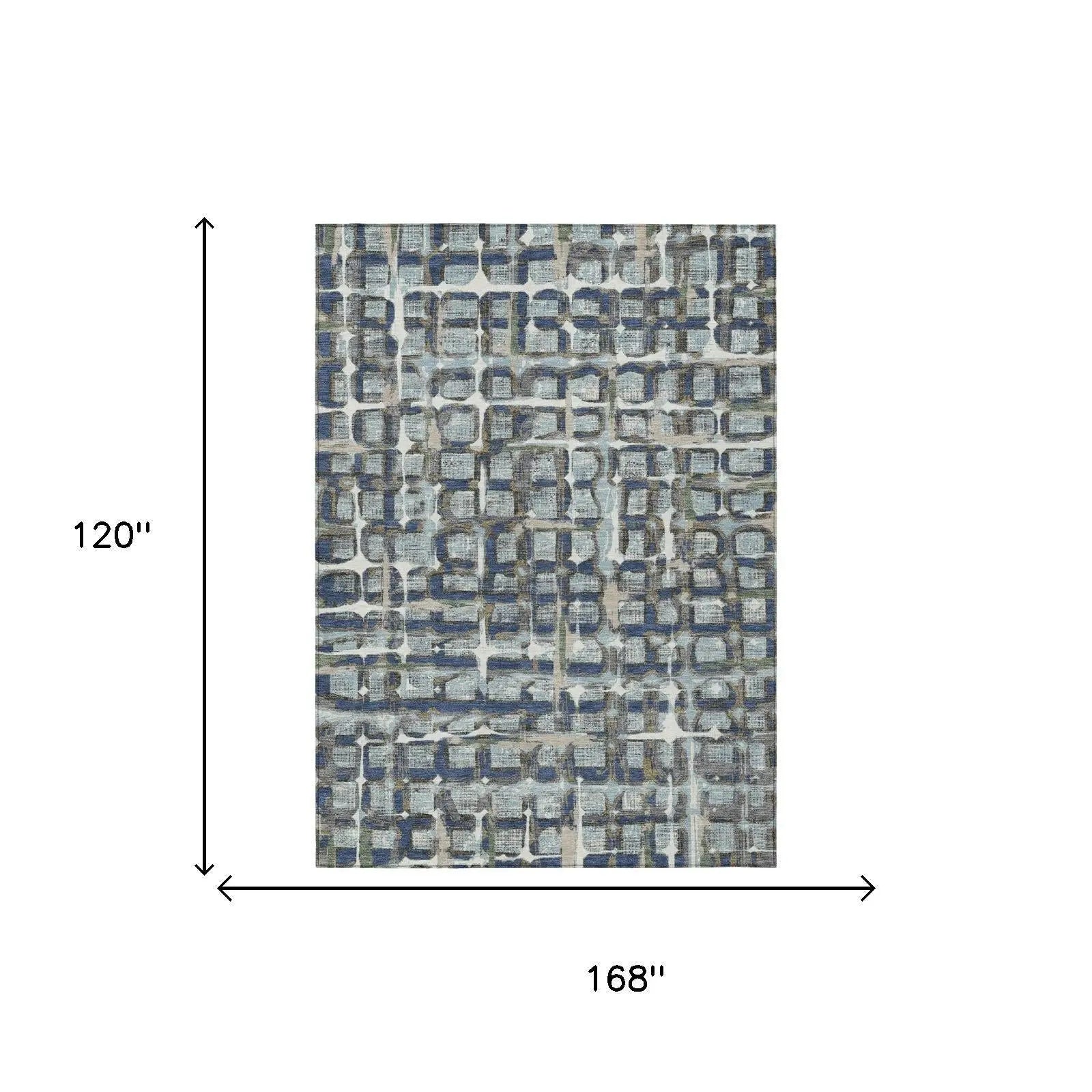 10' X 14' Blue And Gray Geometric Washable Indoor Outdoor Area Rug Homeroots Outdoor