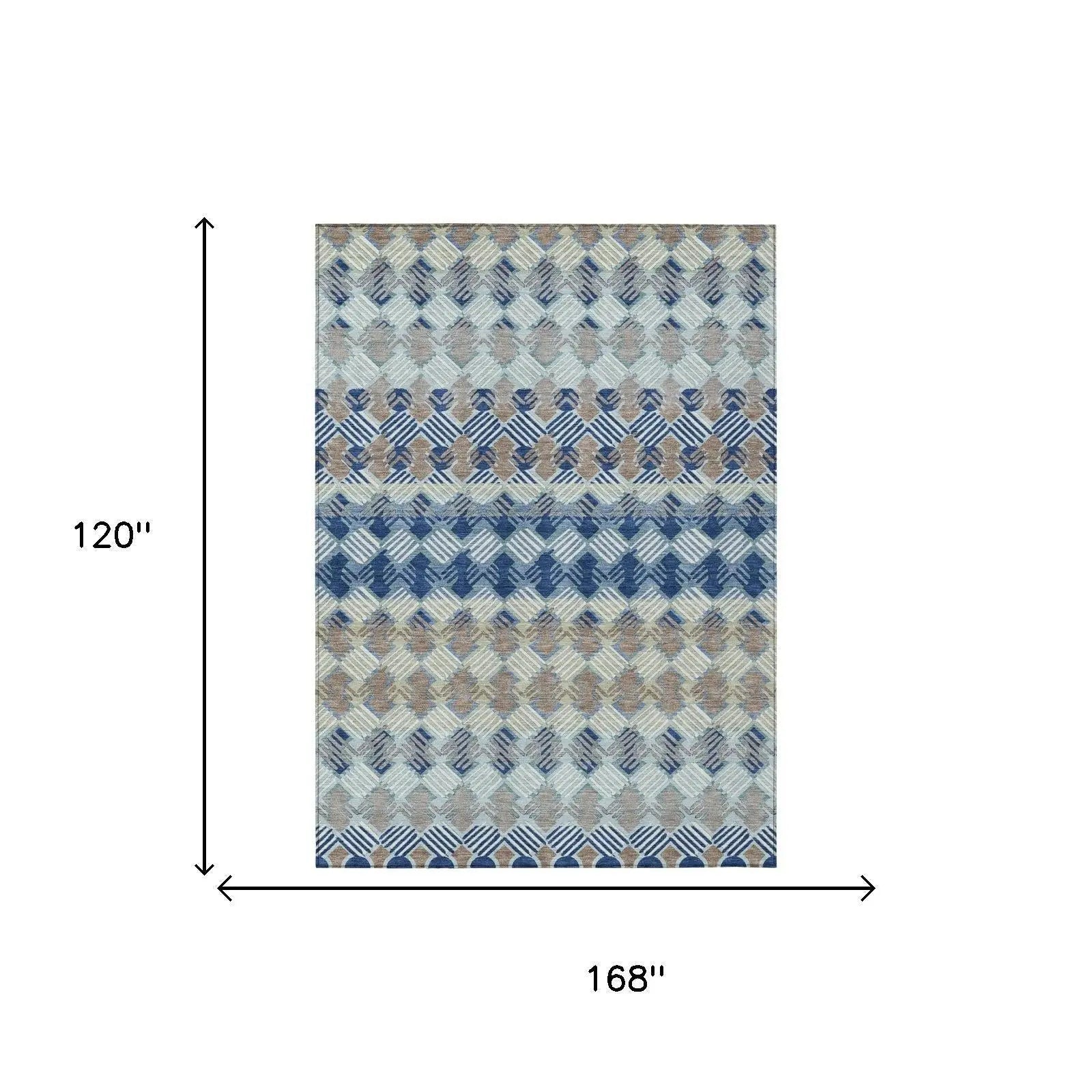 10' X 14' Blue And Gray Striped Washable Indoor Outdoor Area Rug Homeroots Outdoor