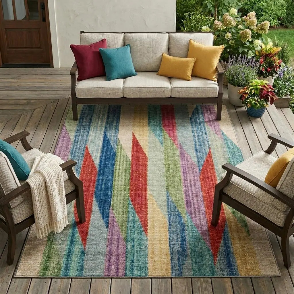 10' X 14' Blue And Gray Striped Washable Indoor Outdoor Area Rug Homeroots Outdoor