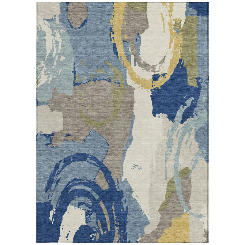 10' X 14' Blue And Green Abstract Washable Indoor Outdoor Area Rug Homeroots Outdoor