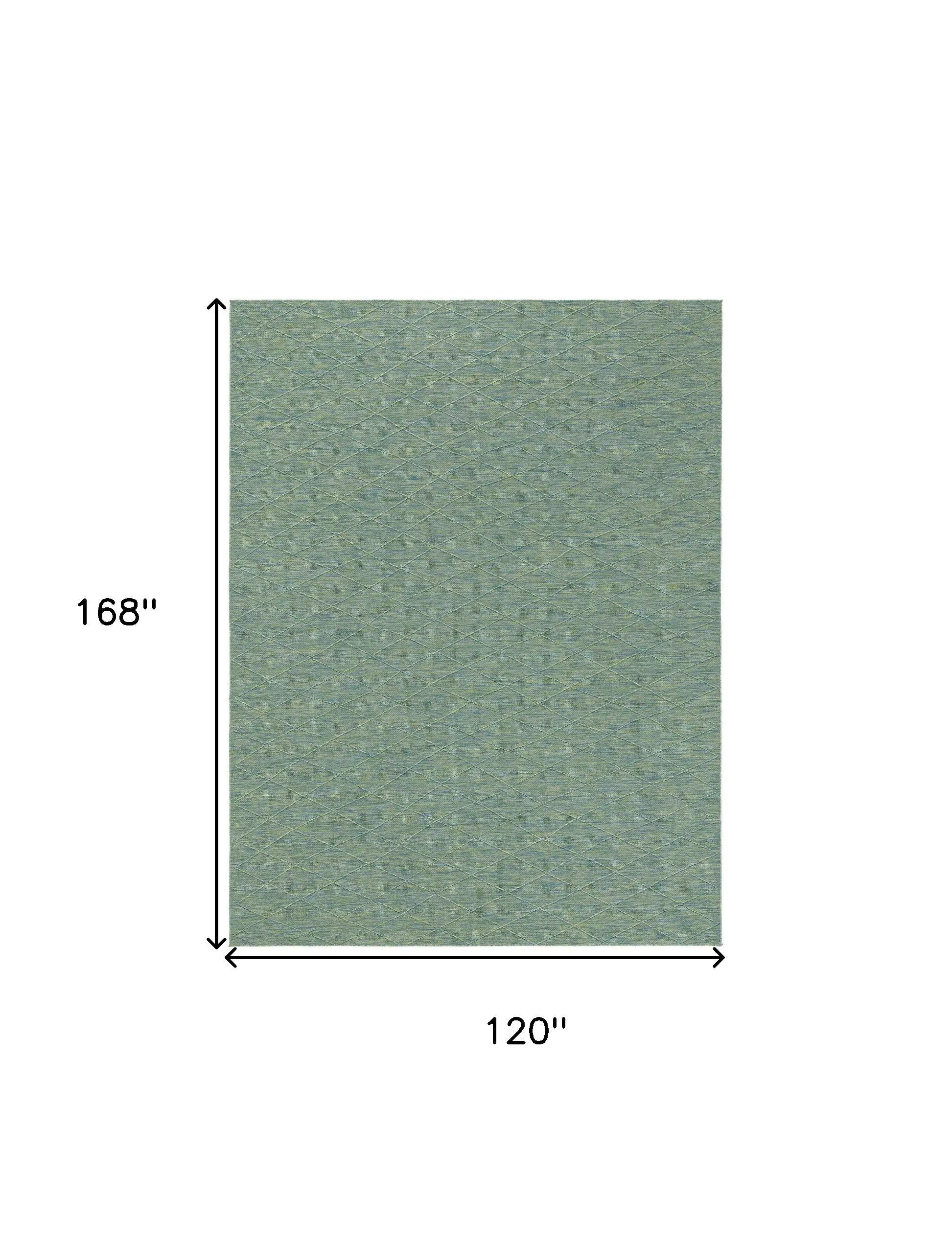 10' X 14' Blue And Green Geometric Indoor Outdoor Area Rug Homeroots Outdoor