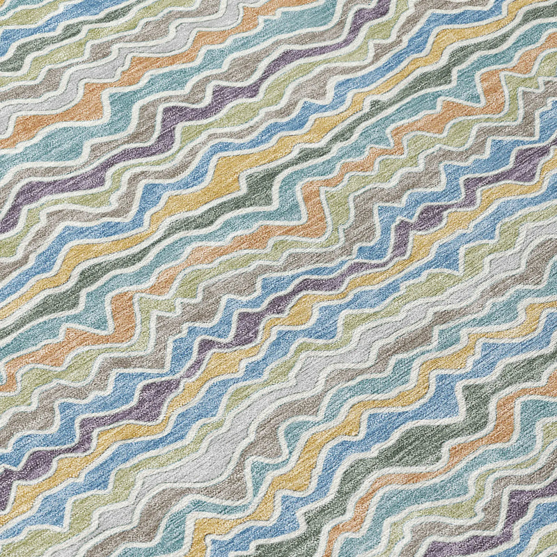 10' X 14' Blue And Green Striped Washable Indoor Outdoor Area Rug Homeroots Outdoor