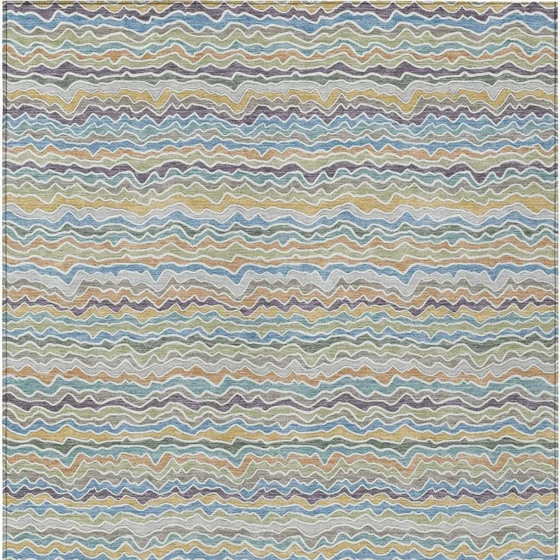 10' X 14' Blue And Green Striped Washable Indoor Outdoor Area Rug Homeroots Outdoor