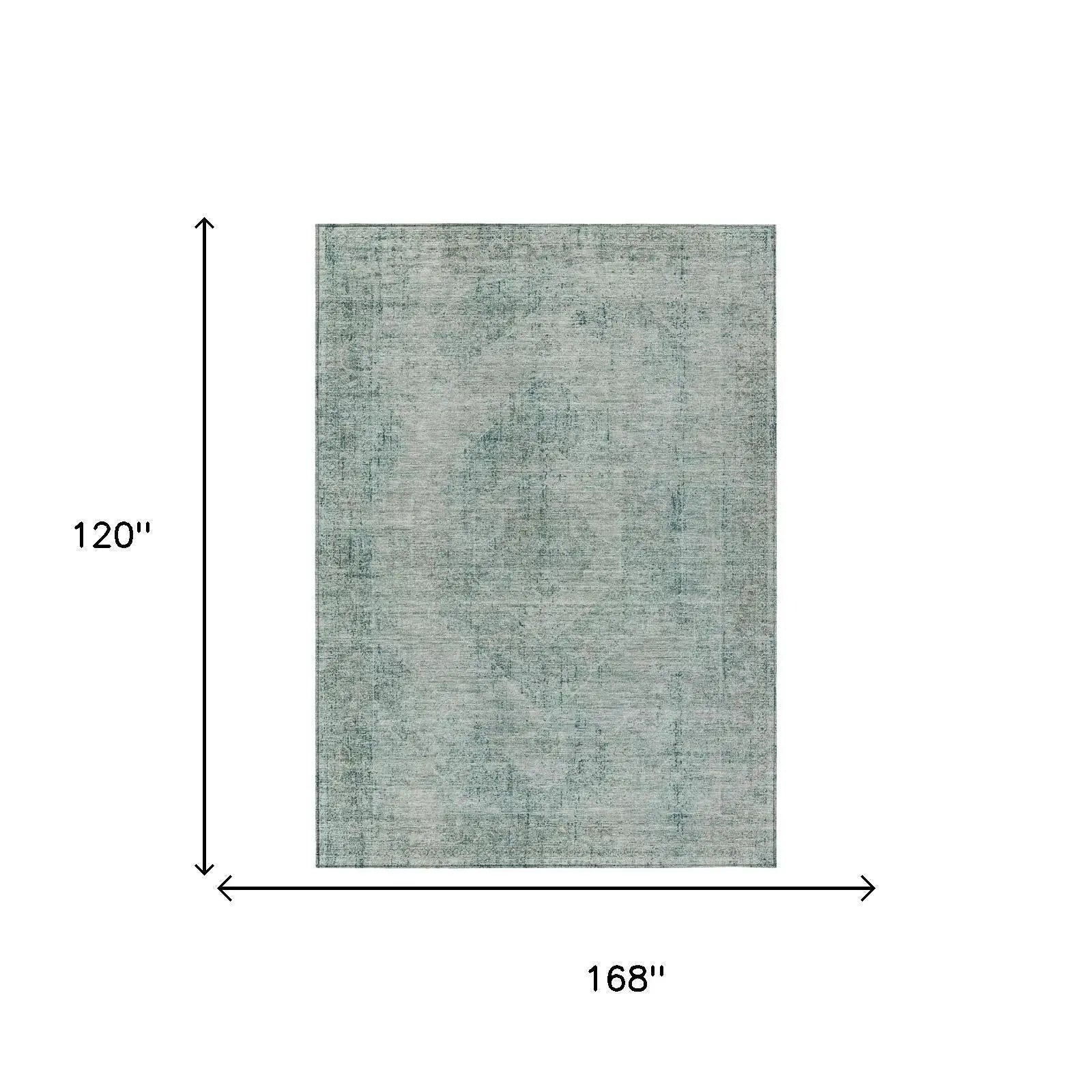 10' X 14' Blue And Ivory Oriental Washable Indoor Outdoor Area Rug Homeroots Outdoor