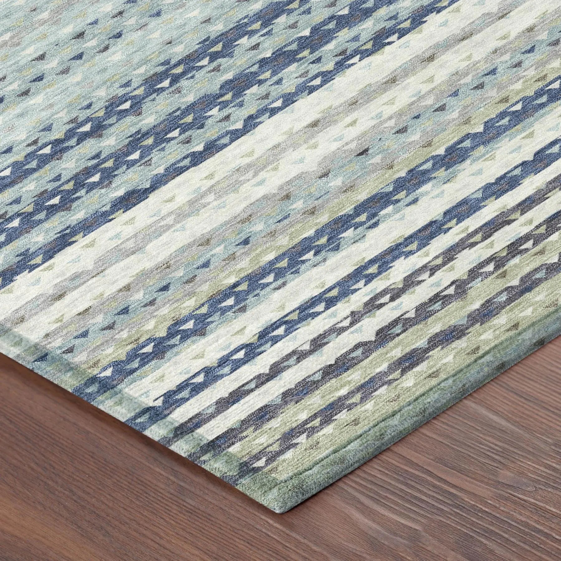 10' X 14' Blue And Ivory Striped Washable Indoor Outdoor Area Rug Homeroots Outdoor